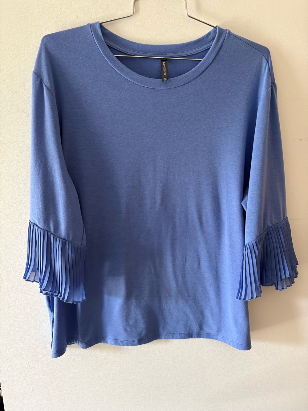 Massini Plus Size Woman’s Lt Blue 3/4 Pleated-Sleeve Knit Top Big & Tall 1X - Picture 5 of 7